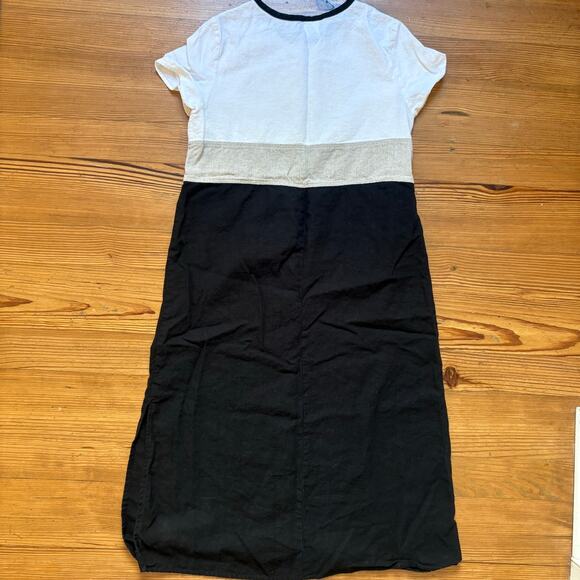 California Concepts vintage neutral linen short sleeve giraffe maxi dress SIZE M - Picture 4 of 5